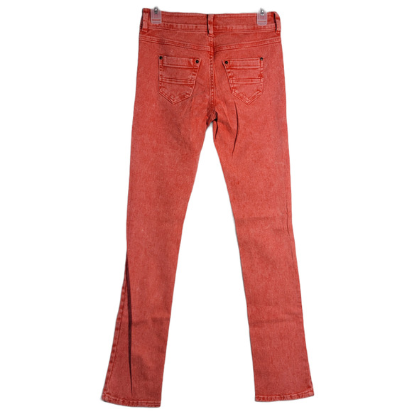 dELiA*s Jayden Y2K Faded Red Acid Wash Punk Grunge Bootcut Jeans Sz 3-4 (28x30) - Picture 3 of 10